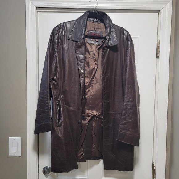 Zara Other - Zara leather trench coat men’s, brown size L